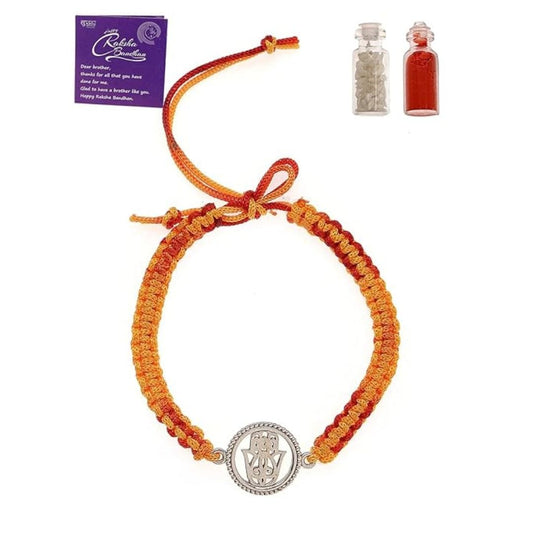 LX INDIA Rakhi Sukkhi Rakhi 925 Sterling Silver Jainism Religious Symbol Silver Rakhi