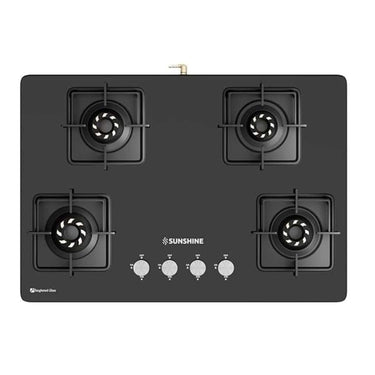 LXINDIA Gas Cooktop Sunshine Slimmest Magnite 4 Burner Glass Hob Cooktop (Black)