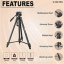 LXINDIA Mobile Tripods Syvo S 1000 PRO 67 Inch (170CM) Tripod for DSLR (Black)