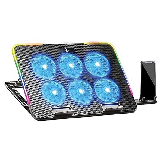 LX INDIA Cooling pad TAG Gamerz Twister 6 Fans RGB Gaming Laptop Cooling Pad with Phone Stand