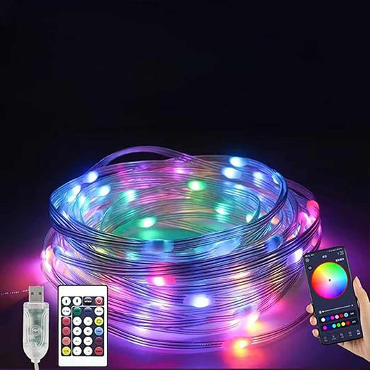 LX INDIA lights TechPride 50 LED RGB Smart IC Fairy Lights – 5M Multicolor String Lights with APP & Remote Control