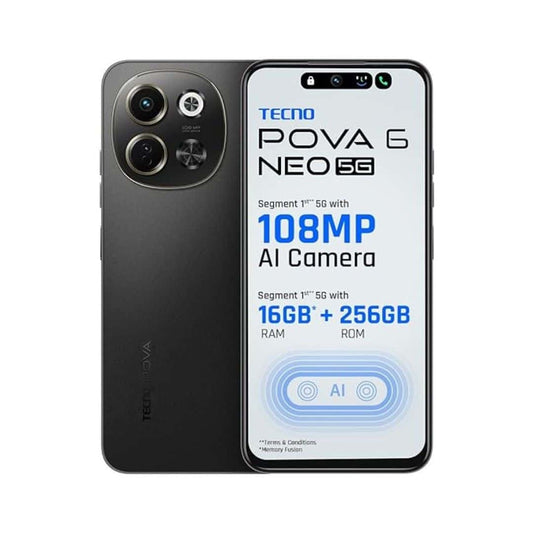LXINDIA Smart phone Tecno POVA 6 NEO 5G 8GB RAM 256GB Storage (Midnight Shadow)