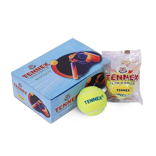 LX INDIA Tennis Ball TENNEX Rubber Tennis Ball for Cricket -(Pack of 6, Light/Soft Yellow)