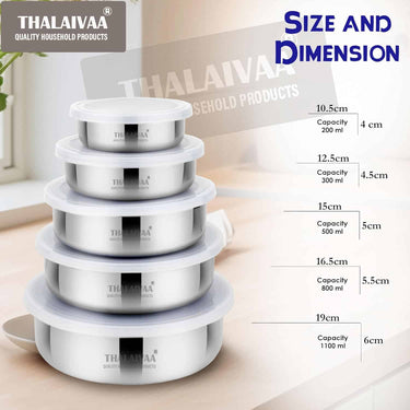 LXINDIA Containers THALAIVAA Steel Fridge Container Set Of 5 Pcs