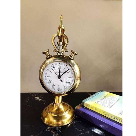 LX INDIA Antique Table clock The Artage Metal Gold Brass Finish Antique Style Table Clock