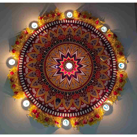 LX INDIA Rangoli The Brown Box-Readymade Rangoli for Floor, Big Size Rangoli