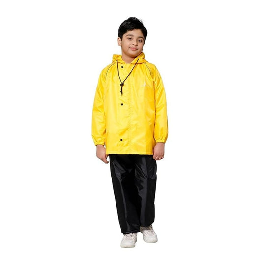 LX INDIA RainCoat THE CLOWNFISH Kid's Waterproof Double Coating Reversible Raincoat With Hood & Reflector Logo At Back  Duke Yellow-D