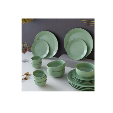 LXINDIA Dinner Set The Earth Store Spiral Green Set of 21 Piece Ceramic Dinner Set