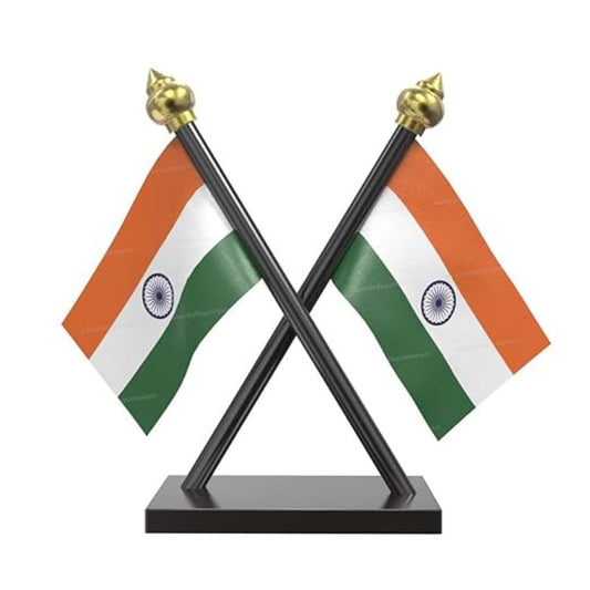 LX INDIA National Flag The Flag Company India Cross Flag for Car Dashboard – 2x3 Inch Miniature Flag
