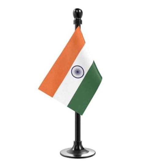LX INDIA National Flag The Flag Company Indian Car Flag on Single Acrylic Base Pole and Black Top