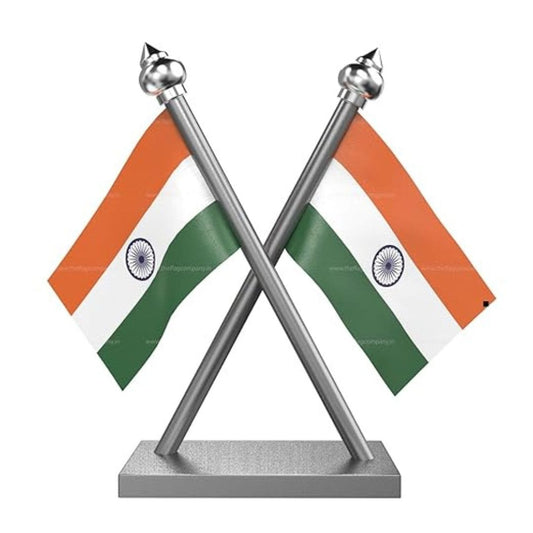 LX INDIA National Flag The Flag Company Indian Cross Car Dashboard Flag  with 2x3 Inch Flag