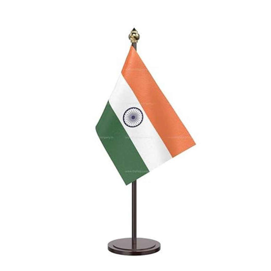 LX INDIA National Flag The Flag Company Indian Table Flag Acrylic Pole and Base