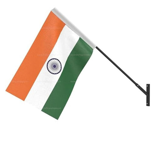 LX INDIA National Flag The Flag Company Indian Wall Mounted Flag  12x18 Inch Flag with Wall Bracket