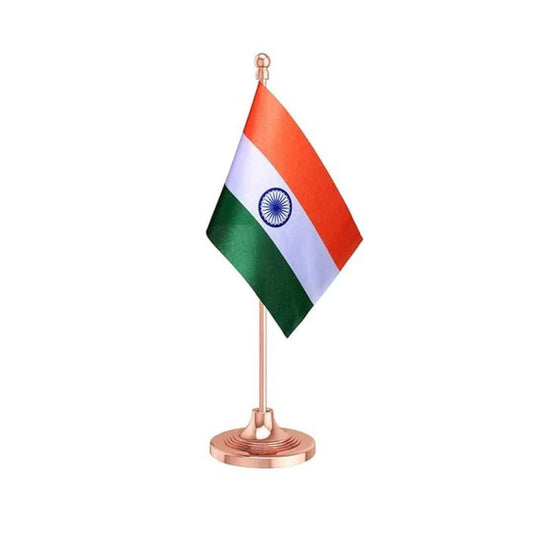 LX INDIA National Flag Blush Rose Gold The Flag Corporation Indian Table Flag 4in x 6in with A Plastic Base