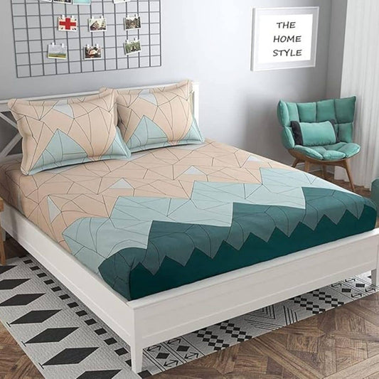 LX INDIA Bedsheet THE HOME STYLE Cotton Queen Size Double Bed Bedsheet with 2 Pillow Cover(60x78, Pastel Green)