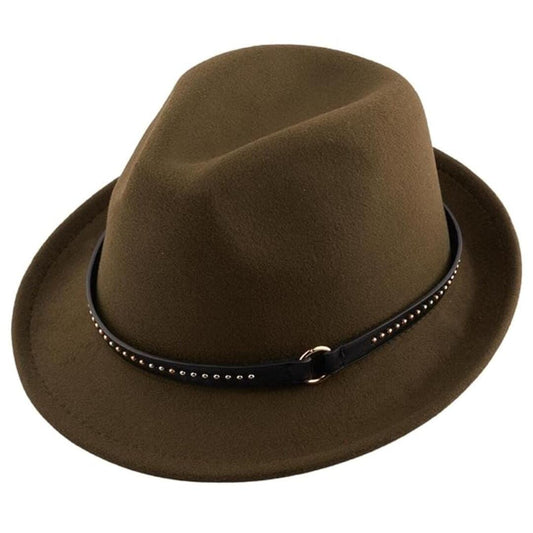 LX INDIA Caps and Hats The Tie Hub Vintage Solid Green Fedora Hat for Men