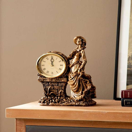 LX INDIA Antique Table clock THEDECORKART Elegant Rustic Accent for Home or OfficeTable Clock