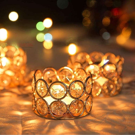LX INDIA CANDLE HOLDER TIED RIBBONS Pack of 4 Crystal Tealight Candle Holder Centerpieces Votive Candle Holders