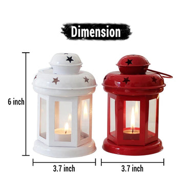 LX INDIA Candle Holders TIED RIBBONS Set of 2 Hanging Lantern Tealight Candle Holder