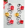 LX INDIA Candle Holders TIED RIBBONS Set of 2 Wall Hanging Tealight Candle Holder