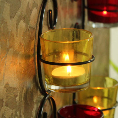 LX INDIA Candle Holders TIED RIBBONS Set of 2 Wall Hanging Tealight Candle Holder