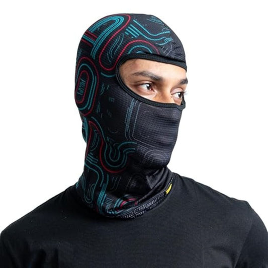LX INDIA Face Mask Tiivra Slash Cut Balaclava 4 Way Stretch Prand Grix Black