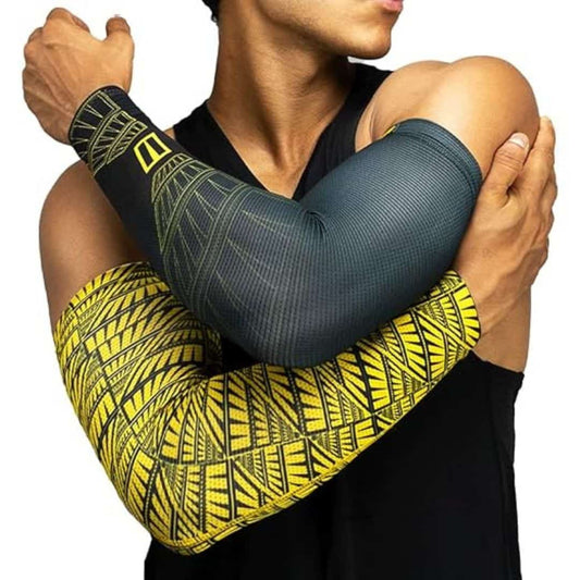 LX INDIA Arm Sleeves Tiivra Ultimate Outdoor Sun Protection Arm Sleeves OG Shadow Black and Yellow
