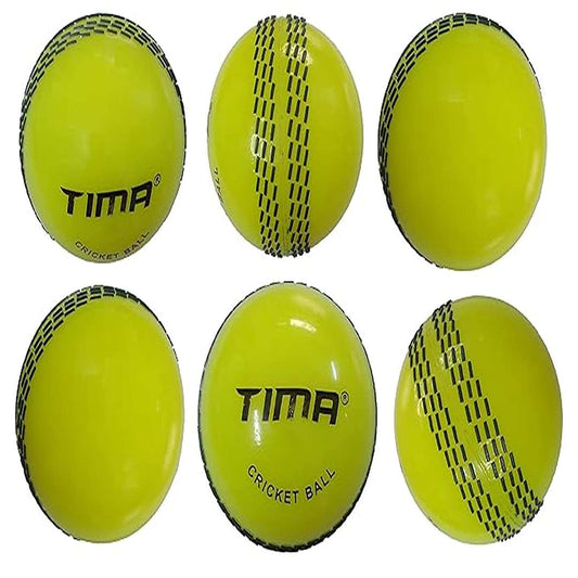 LX INDIA Cricket ball Tima Synthetic Poly Hard Cricket Ball Yellow (Pack of 6 Balls)