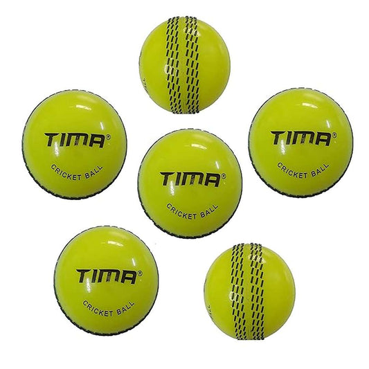 LX INDIA Cricket ball Tima Synthetic Poly Hard Cricket Ball Yellow (Pack of 6 Balls)