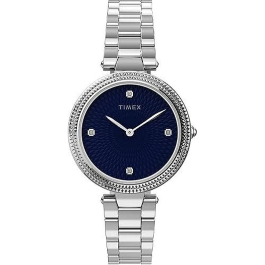 LX INDIA Analog Watch TIMEX 3 Hands Women's Analog Blue Dial Coloured Quartz Watch, Round Dial with 32 mm Case Width - TW2V24000UJ