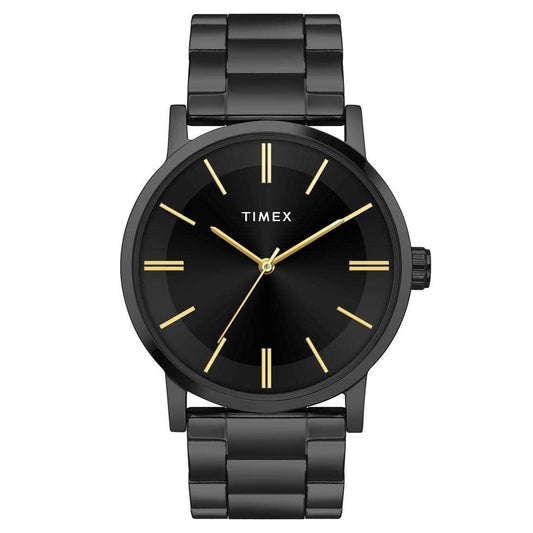 LX INDIA Analog Watch Black TIMEX Analog Watch for Man with Black Round Dial & Black Stainless Steel Bracelet Band Water Resistant Men's Wrist Watches