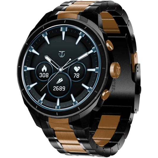 LX INDIA Smart Watch Rosegold Titan Heritage 1.43" AMOLED Dual-Tone Stainless Steel Bracelet Smart Watch for Men