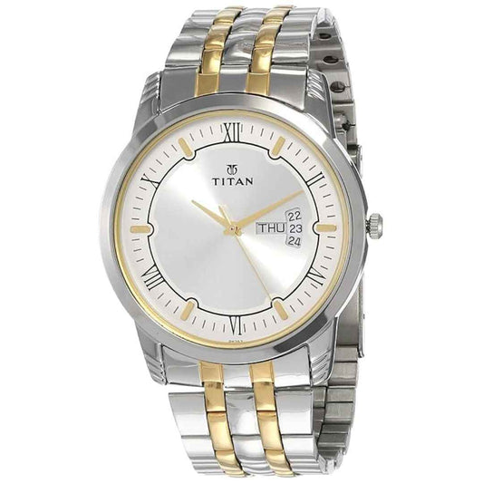 LX INDIA Watch Titan Karishma Analog Silver Dial Men's Watch (Gold)