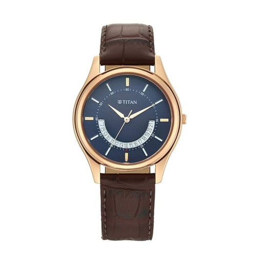 LX INDIA Watch Titan Lagan Blue Dial Analog Leather Strap Watch