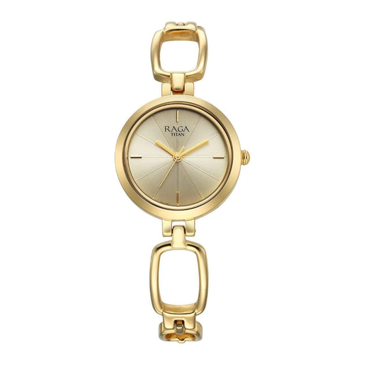 LX INDIA Watch Golden Titan Raga Champagne Dial Analog Watch for Women