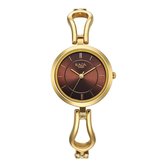 LX INDIA Watch Golden Titan Raga Champagne Dial Analog Watch for Women