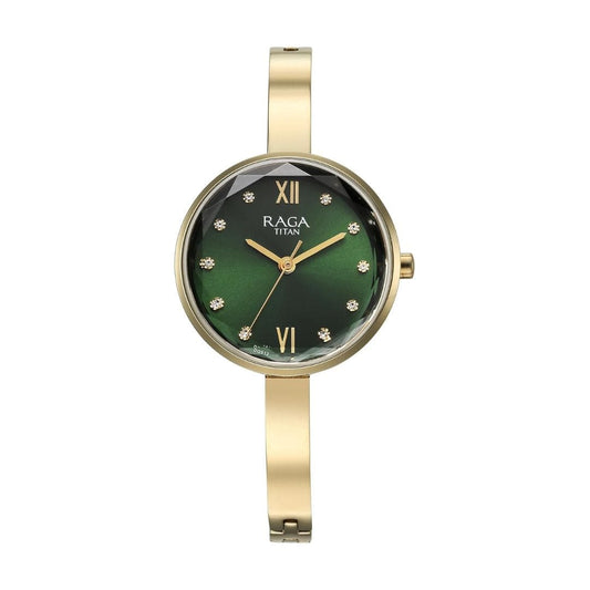 LX INDIA Watch Green Titan Raga Showstopper Quartz Analog Green Dial Metal Strap Watch