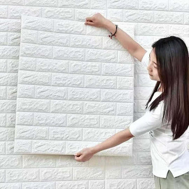 LXINDIA Wallpaper TL Brick PE Foam Brick Design 3D Wall Stickers (Pack of 3) White