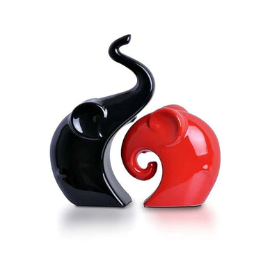 LXINDIA Show Piece TONY STRK Statue Elephant Figurines for Home Decor (Set of 2) Black And Red