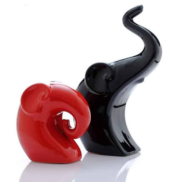 LXINDIA Show Piece TONY STRK Statue Elephant Figurines for Home Decor (Set of 2) Black And Red