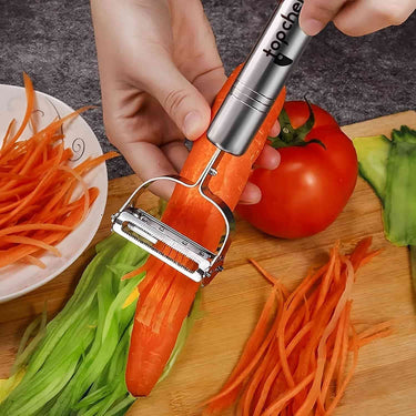 LXINDIA peeler Top Chef 2 in 1 Kitchen Vegetable and Fruit Peeler (Stainless Steel with Serrated Blades)