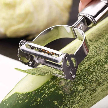 LXINDIA peeler Top Chef 2 in 1 Kitchen Vegetable and Fruit Peeler (Stainless Steel with Serrated Blades)