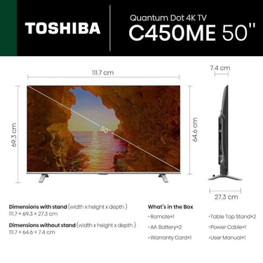 LXINDIA TV Toshiba 126 cm (50 inches) 4K Ultra HD Smart QLED TV 50C450ME (Silver)