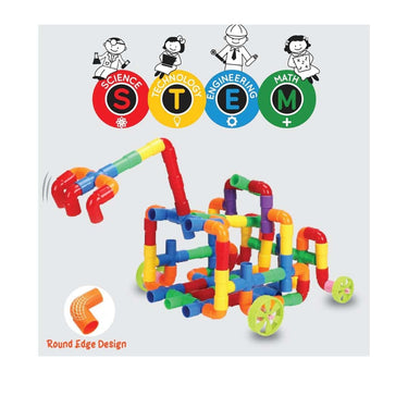 LXINDIA Toys ToyMagic STEM Learning 100 Pcs Pipe Tube Toy with Wheels Pipes Joints