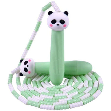 LXINDIA Skipping Ropes Toyshine Adjustable Length Tangle Free Segment PVC Soft Beaded 2.6M Fitness Jump Rope Green Panda