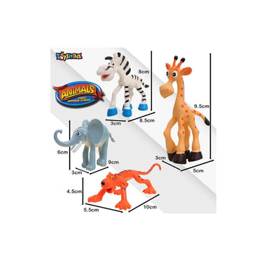 LXINDIA Toys Toyshine Cartoon Style Pack of 6 Animal Rubber Play Toy