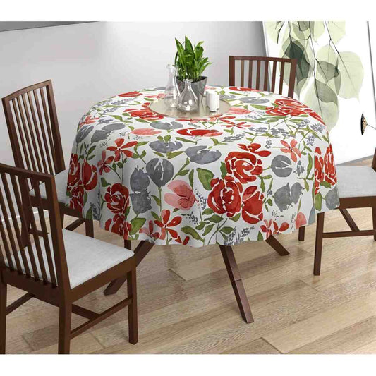 LXINDIA Table Cloth Trance Home Linen Premium Cotton Circular Table Cloth (Huvu Red)