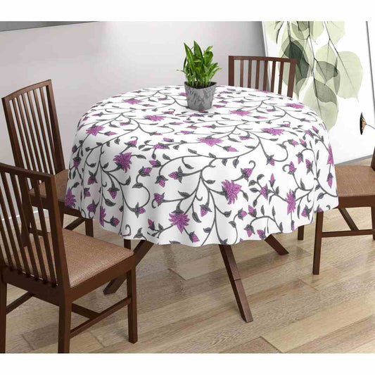 LXINDIA Table Cloth Trance Home Linen Premium Cotton Circular Table Cloth (Jaal Mauve)
