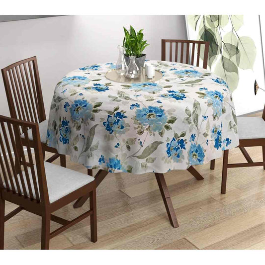 LXINDIA Table Cloth Trance Home Linen Premium Cotton Circular Table Cloth (Tashi Blue)