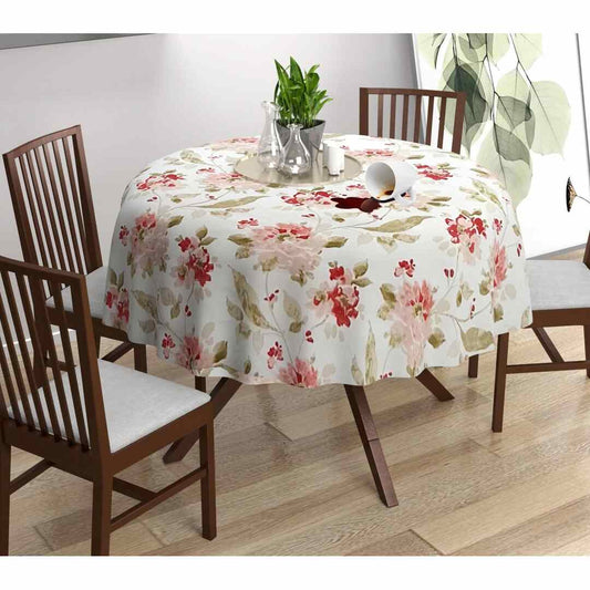 LXINDIA Table Cloth Trance Home Linen Premium Cotton Circular Table Cloth (Tashi Pink)